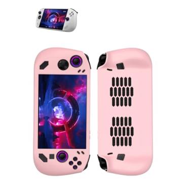 Imagem de Capa WUNIAK para Lenovo Legion Go S, capa de silicone com proteção total, design fino, à prova de choque, antiderrapante, anticolisão, para console de jogos Lenovo Go S, rosa.