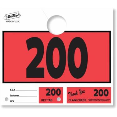 Imagem de Versa-Tags 100 etiquetas de serviço de revendedor de carros, números de despacho de serviço, etiquetas de chave numeradas do departamento de reparo para oficina mecânica