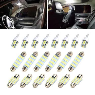 Imagem de ijuicy Conjunto de 20 peças de kit de lâmpadas interiores de luzes de carro de cúpula, T10 + 31 mm + 42 mm 10W 12V 500LM 6000K lâmpada LED, universal para luz de placa, luz de porta-malas, luzes de