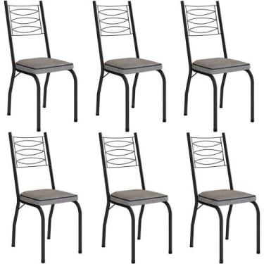 Imagem de Kit 6 Cadeiras Aço Carbono Tubular Metálica Acabamento D-25 Luana Pret