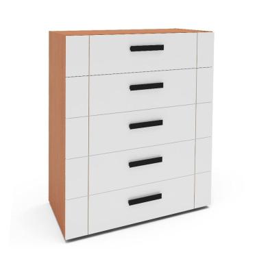 Imagem de Cômoda Lisboa 5 Gavetas Branca e Freijó