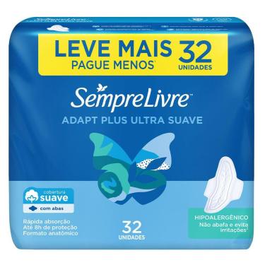 Imagem de Absorvente Sempre Livre Adapt Plus Suave Com Abas 32 Unidades