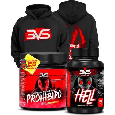 Imagem de Kit 1 Termogênico Hell, 1 Pré Treino Prohibido 360g e 1 Moletom-Unissex