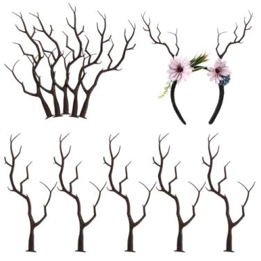 Imagem de NIYANGLE 10 galhos de enchimento de vasos, mini chifres artesanais de 12,7 cm, galhos sintéticos, galhos de chifres para vaso, galhos de árvore seca, artificial, ramo de árvore seca, plástico (marrom)