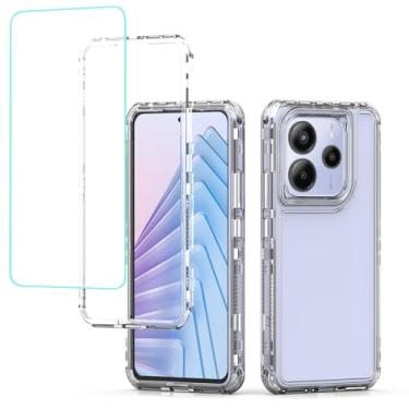 Imagem de Yodueiv Capa para Redmi Note 14 5G com protetor de tela de vidro temperado, 3 camadas de corpo inteiro, transparente, capa protetora para celular Xiaomi Redmi Note 14 5G, transparente