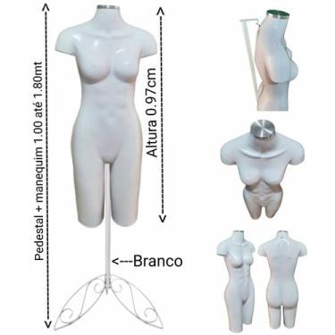 Imagem de Manequim feminino (Meio corpo definido N.38) branco com tampa prata + 