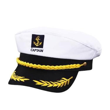 Imagem de Captain Hat Sailor Skipper Cap - Adjustable Marines Style Costume Accessory for Men, Women & Teens - Perfect for Halloween Masquerade Party on Yacht or Boat!