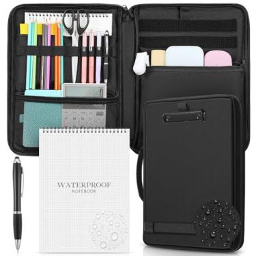 Imagem de Seajan 3 peças de bolsa tática impermeável para prancheta com bloco de notas e caneta, 35 x 26 x 4 cm, capa de tecido Oxford à prova de intempéries polícia meteorológica com alça de zíper para