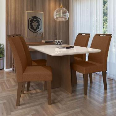Imagem de Mesa de Jantar 4 Lugares Evora com Vidro Freijo/Marrom - Art Panta, Ma