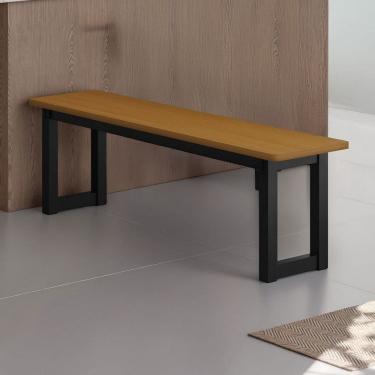 Imagem de Banco para Cozinha Kit 2 Bancos 160cm Imperatriz Preto/Natural - Art Panta