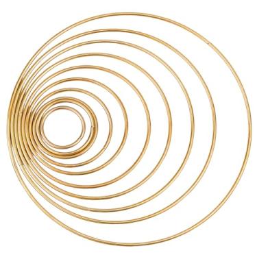 Imagem de SOFPLATE 10 tamanhos 10 peças argolas de metal para artesanato dourado apanhador de sonhos anéis de ferro a granel tamanhos mistos guirlanda lisa anel de macramê aros florais para artesanato