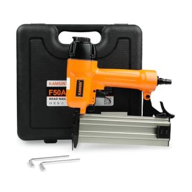 Imagem de KAMSIN Pregador pneumático de calibre 18 F50A com segurança, aceita pregos Brad de 10 a 50 mm, pistola de pregos Air Power, prego de acabamento para armários, móveis, estofados, marcenaria