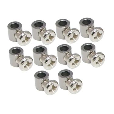 Imagem de harayaa Clipes de cabo de aço com furo de 10x3,3 mm e parafusos M4, acessórios de cabo de aço inoxidável resistentes para fixação de suportes de banners