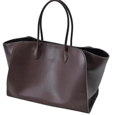 Imagem de Bolsa de couro bovino minimalista retrô bolsa feminina de couro legítimo de alta qualidade, Café, One Size