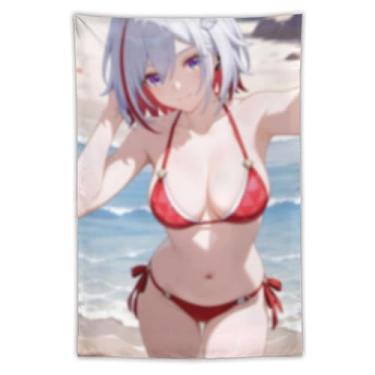 Imagem de LIEGBMEU Tapeçaria de biquíni sexy anime menina 101.6 cm x 152.4 cm interior exterior parede colcha arte decoração de tapeçaria caprichosa, AC103