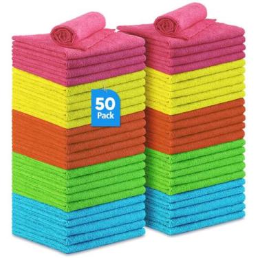 Imagem de Pano de limpeza de microfibra UNIMADE 50PK reutilizável 29x29cm