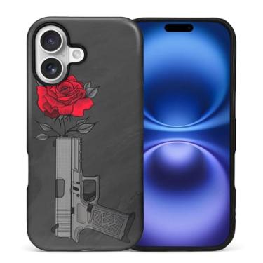 Imagem de yicomon Compatível com PT 17, capa de telefone fosca com estampa de rosa na arma, durável, moderna, engraçada, capa protetora macia antiarranhões à prova de choque