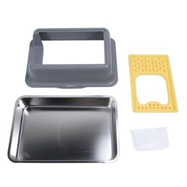 Imagem de Caixa de areia de ninhada de aço inoxidável fechada Anti -vazamento e parte superior da caixa de areia de entrada de alta lidada (Cinza e amarelo)