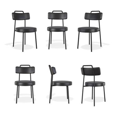 Imagem de Conjuto 6 Cadeiras Escritório Ster Couro Sintetíco Preto  - Vallisa Decor