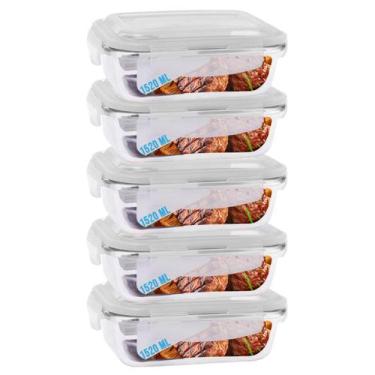 Imagem de Conjunto 5 Pote Vidro Hermético Tampa Mantimentos 1520ml - QUALITY HOU