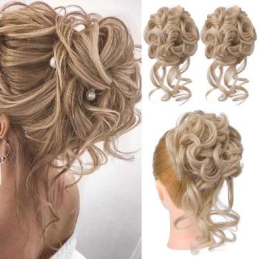 Imagem de Extensões de coque de cabelo HOOJIH HB010 Dasiy Tousled Updo x2 Blonde