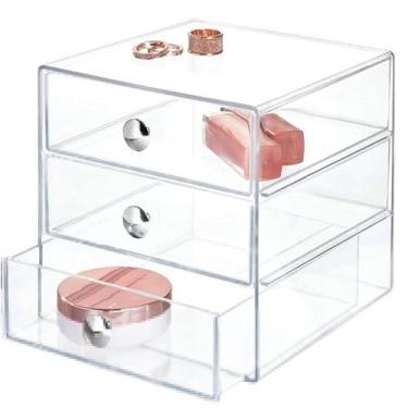 Imagem de Caixa organizadora de gavetas de maquiagem AJIODA com 3 gavetas de acr