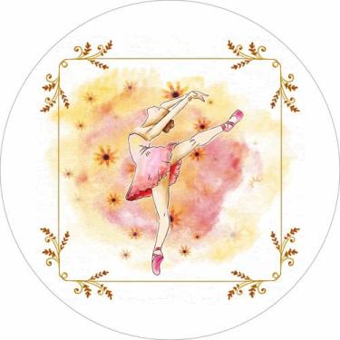 Imagem de Painel de Lona Redondo Bailarina Aquarela e Flores - Fabrika De Festa,