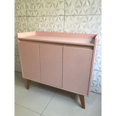 Imagem de Aparador Buffet 90cm Retro Mdf Rosa Madri - On Móveis