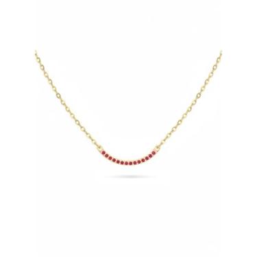 Imagem de PENLYU Colar feminino com pedra do mês de nascimento em ouro 14K, pingente de barra curvada, colar de irmãs, presentes para mãe e família, design de um terço de círculo, joia de presente de