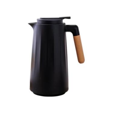 Imagem de Garrafa Térmica Cabo De Madeira Luxo 1L Café Chá(1 PEÇA,PRETO)