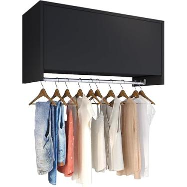 Imagem de Armário Aéreo Multiuso Delta Parede Suspenso Cabideiro Lavanderia Closet Quarto (Preto)