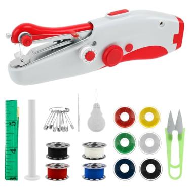 Imagem de KTZCTPCA Mini máquina de costura, pequena máquina de costura compacta para adultos iniciantes, máquina de remendar de velocidade dupla, rápida adequada para roupas, cortes, jeans, viagens domésticas