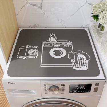 Imagem de BANEBOR Tapete de máquina de lavar de impressão para lavadora e secadora de carga superior - antiderrapante, absorvente, almofada de cobertura contra poeira de prateleira de secagem rápida - Tapete