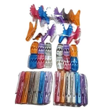 Imagem de kit 60 acessórios de piranha bico de pato presilha salão tridente prendedor de cabelo(perolado)