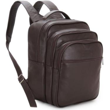 Imagem de Bolsa Mochila Couro Grande Masculina Alta Qualidade 4 Compartimentos A