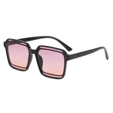 Imagem de Óculos de sol de luxo da moda, armação grande, vazados, femininos, masculinos, tendência, retrô, clássico, para áreas externas, óculos de sol para dirigir, proteção UV400 (preto, roxo, chá)