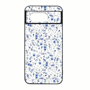 Imagem de qizjio Linda capa de telefone floral para Google Pixel 8, capa de flor azul estética para meninas adolescentes mulheres crianças