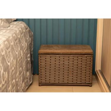 Imagem de Puff Baú Organizador 80 Litros Assento Suede Fibra Sintética Quarto Decorativo(ARGILA/MARROM)