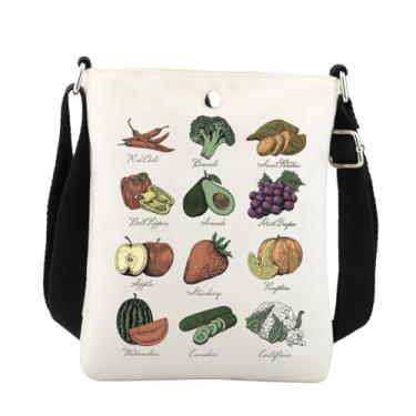 Imagem de BNQL Bolsa transversal de frutas e vegetais presentes vegetarianos presentes para amantes de plantas Farmers Market Bolsa transversal