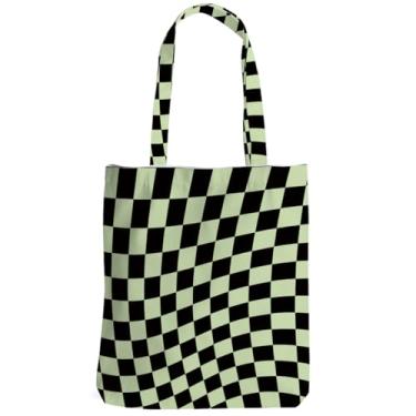 Imagem de jeilink Bolsa feminina quadriculada verde preta decorativa de fim de semana para mulheres, amigas e filhas, sacolas de mercearia reutilizáveis, bolsas de viagem para inauguração de casa, Natal, chefe