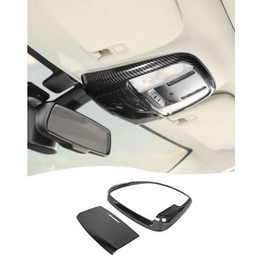 Imagem de Hoolcar Acabamento de cobertura de luz de leitura de teto de fibra de carbono adequado para Dodge Charger/Durango/Chrysler 300 2011-2024 2025 Kits de adesivos para lâmpada de leitura de telhado