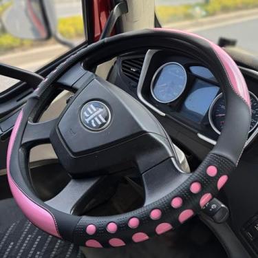 Imagem de PINCTROT Capa de volante tamanho GG 44.5-45.7 cm Race Grip para semi-caminhão, serve para trailer, caminhoneiro Big Rig Trucker, 18 rodas e carros clássicos, design perfurado de silicone