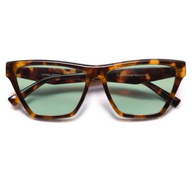 Imagem de VANLINKER Óculos de sol quadrados retrô polarizados para mulheres, óculos clássicos para dirigir ao ar livre, proteção UV400, VL9856, Armação C4-tartaruga/lente verde menta, Medium