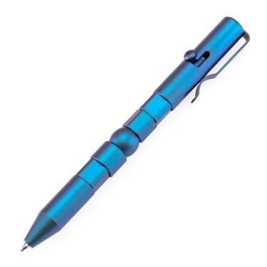 Imagem de KANSEPT Caneta tática Scavenger Bolt Action, titânio anodizado azul com padrão de vibrações de jackpot corpo e clipe de bolso para canetas esferográficas EDC Business Emergency Writing Collection em