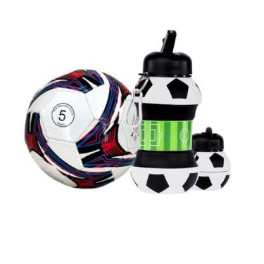 Imagem de kit bola e garrafa dobravel de futebol brinquedo infantil presente par