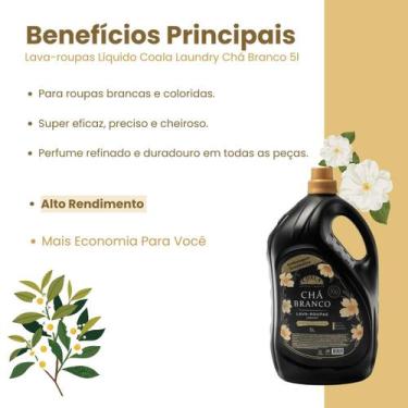 Imagem de Kit Completo Coala Laundry Chá Branco  Lava-Roupas Líquido 5L + Amacia