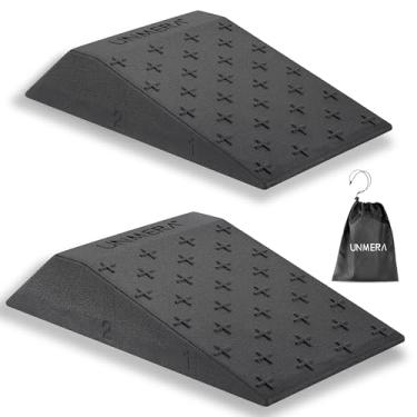 Imagem de UNMERA Bloco de cunha de agachamento 2 peças de rampa de agachamento profissional antiderrapante, plataforma de agachamento para agachamentos elevados e panturrilhas, prancha inclinada rampa