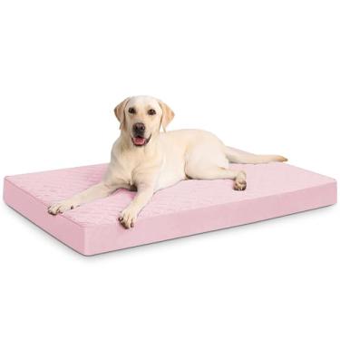 Imagem de NUPIDA Cama ortopédica para cães, tamanho grande, impermeável, com capa lavável removível e parte inferior antiderrapante, 89 x 58 cm, rosa