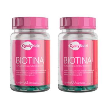 Imagem de Kit 2 Biotina 45mcg 60 Cápsulas QualyNutri  Suplemento Nutricional