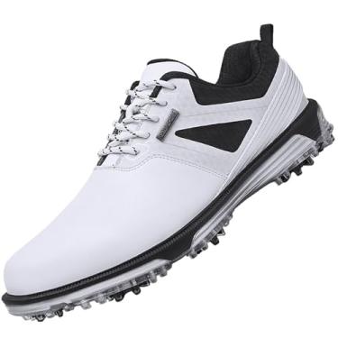 Imagem de ULTIANT Tênis de golfe masculino com sola fixa sem pregos, impermeável, leve, antiderrapante, tamanho 37-44, Branco, 39